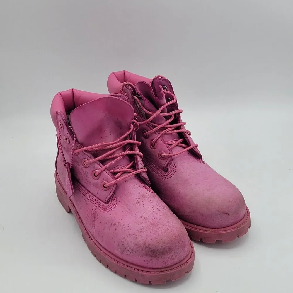 Timberland A148W Primaloft Pink Premium Leather Waterproof Boots Girls Size 2